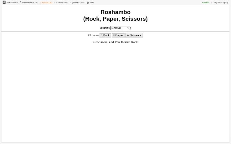 Roshambo(Rock, Paper, Scissors) ― Perchance Generator