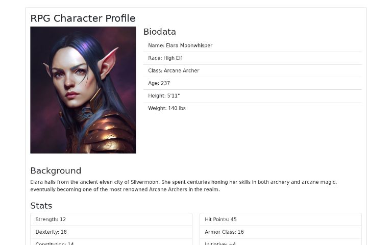 RPG Character Profile Template ― Perchance Generator