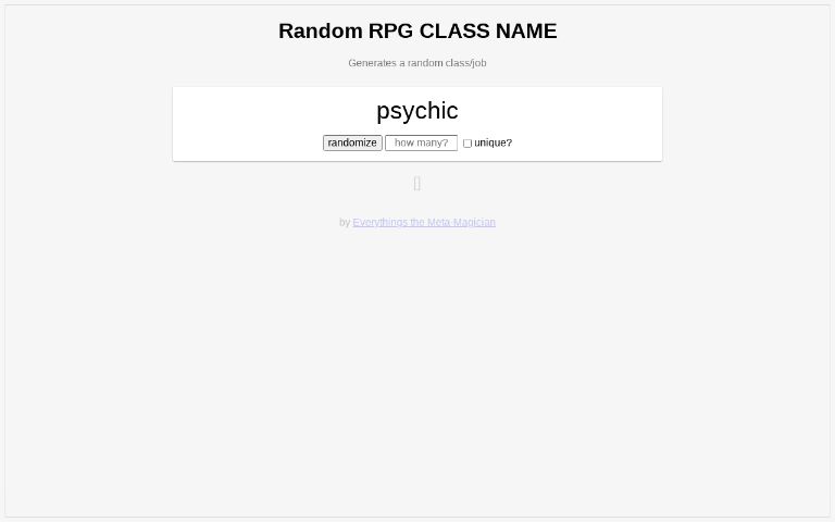 Random RPG CLASS NAME ― Perchance Generator