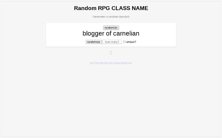 Random RPG CLASS NAME ― Perchance Generator