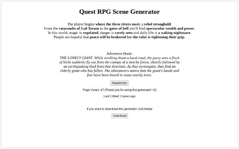 Quest RPG Scene Generator