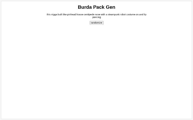 Burda Pack Gen ― Perchance Generator