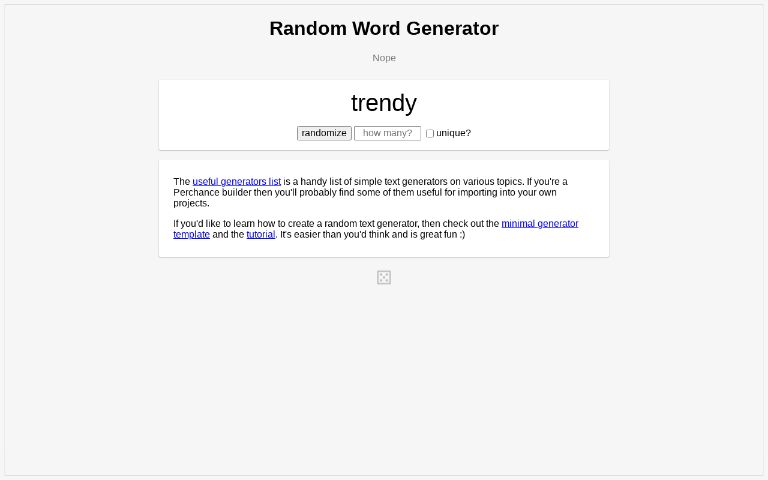 Random Word Generator ― Perchance