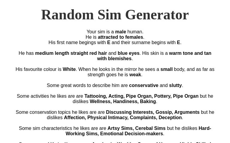 Random Sim Generator