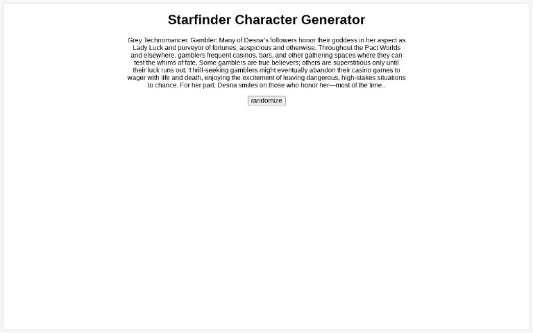 Starfinder Character Generator