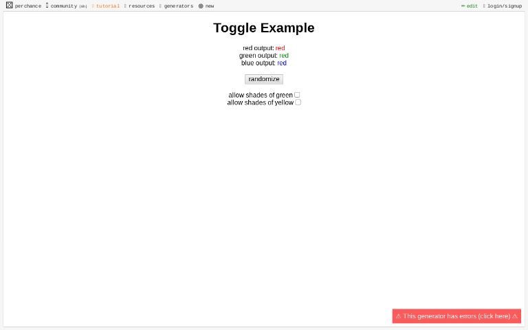 Toggle Example ― Perchance Generator