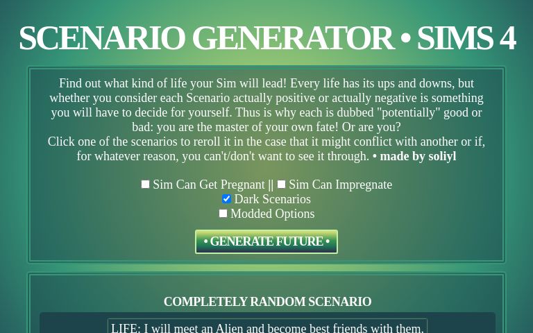 Scenario Generator • Sims 4