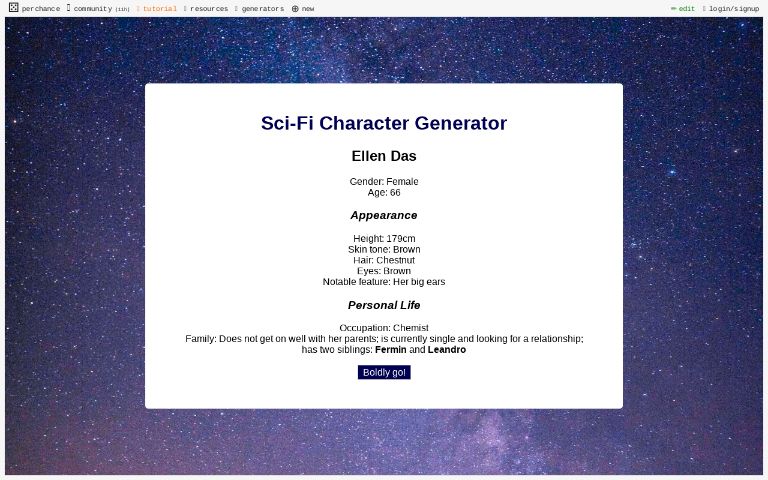 Sci-Fi Character Generator