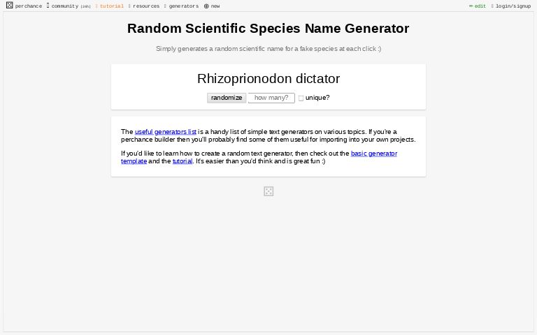 Random Scientific Species Name Generator