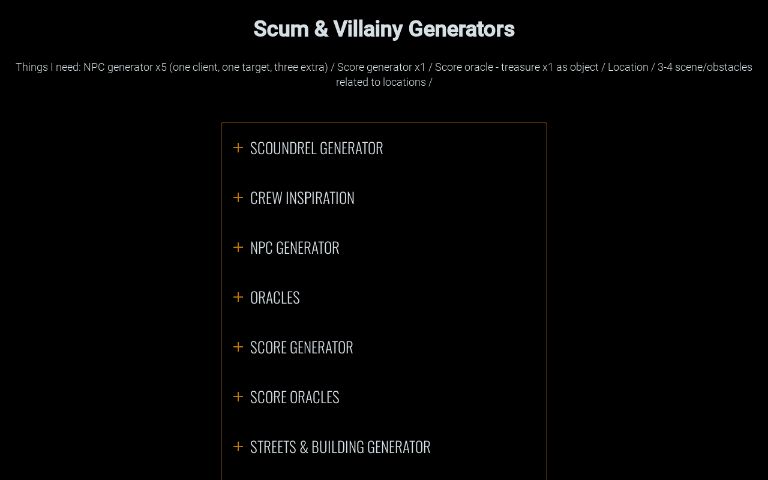 Scum & Villainy Generators