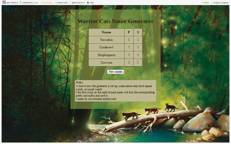 Warrior Cats Name Generator ― Perchance
