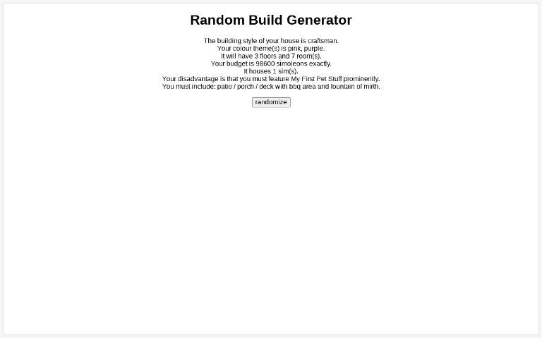 Random Build Generator