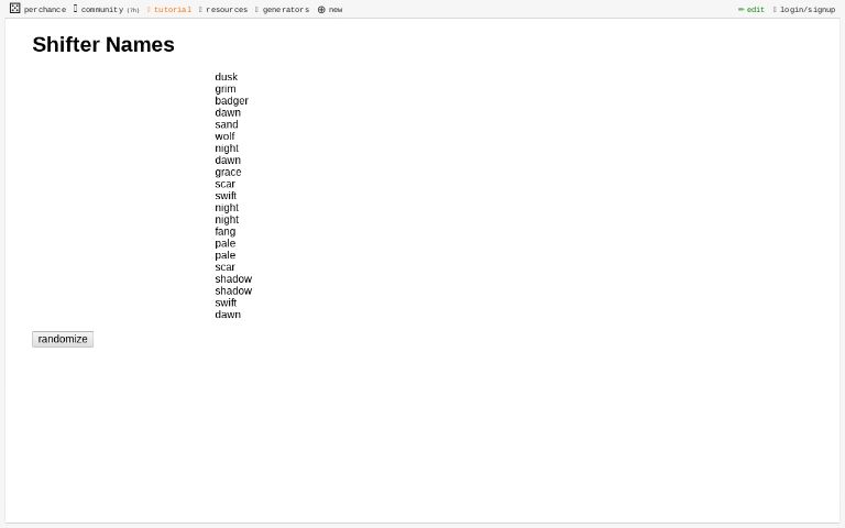 shifter-names-perchance-generator