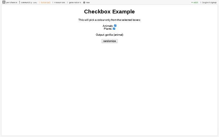 Checkbox Example ― Perchance Generator