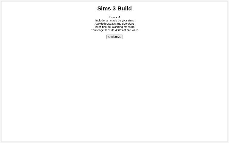 Sims 3 Build ― Perchance Generator