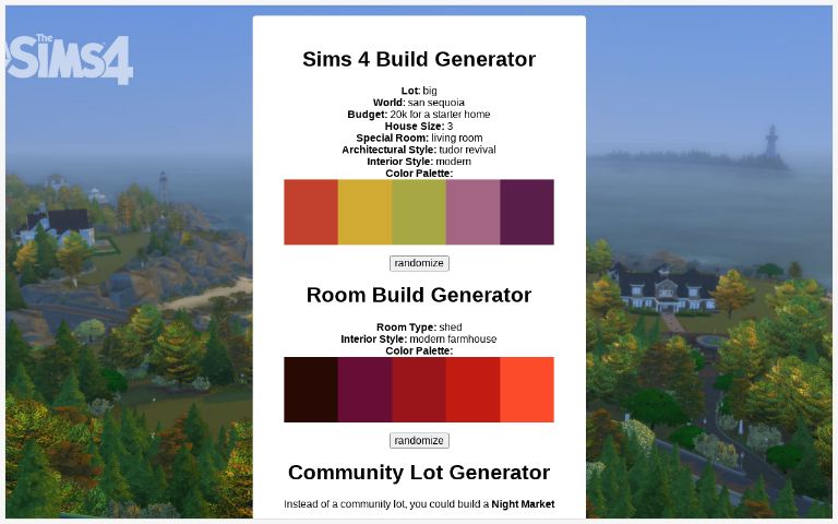 Sims 4 Build Generator
