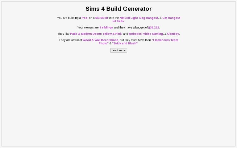 Sims 4 Build Generator