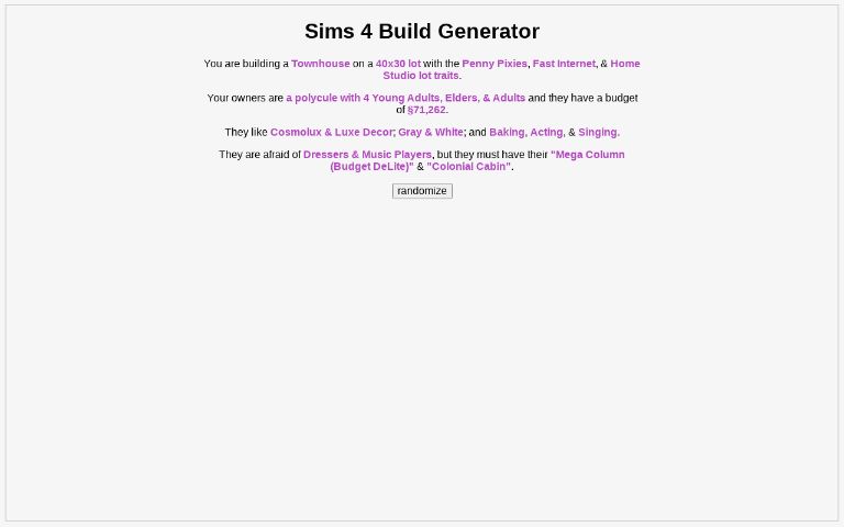 Sims 4 Build Generator