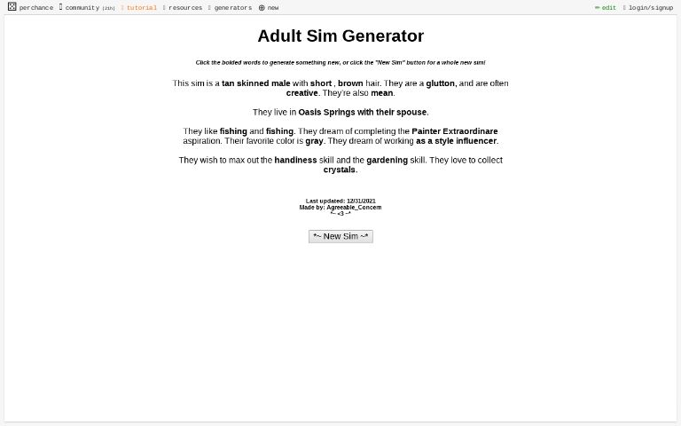 Adult Sim Generator