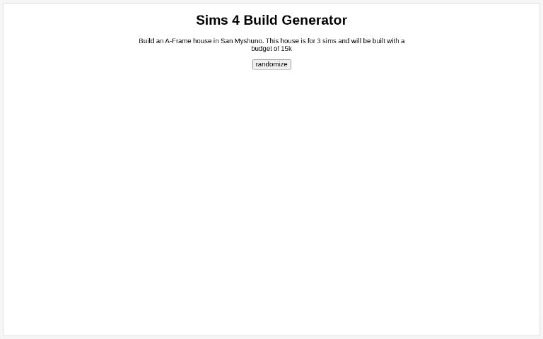 Sims 4 Build Generator