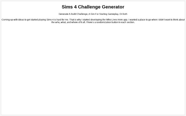 Sims 4 Challenge Generator