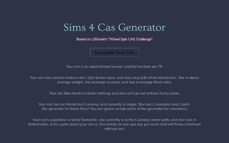 Sims 4 Cas Generator