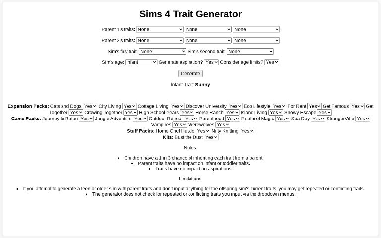 sims-4-trait-generator