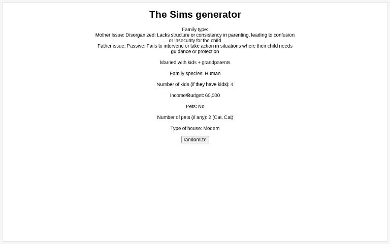 The Sims generator