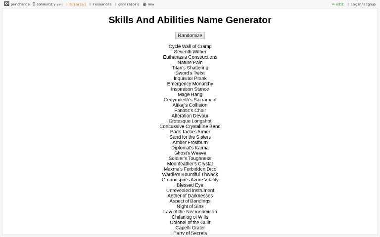 Skills And Abilities Name Generator