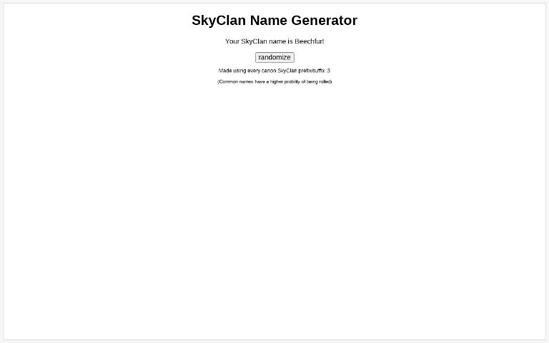 SkyClan Name Generator