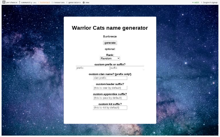 Warrior Cats name generator