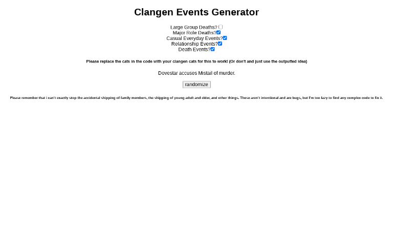 Clangen Events Generator