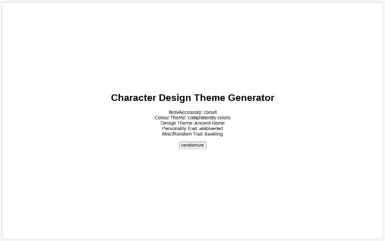 Character Design Theme Generator