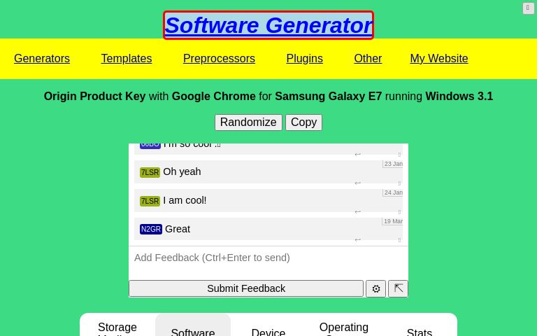 Software, Device and OS Generator