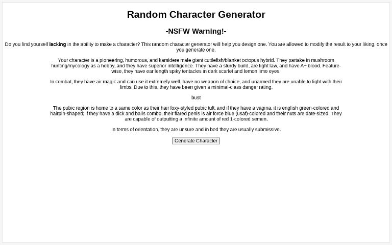 Random Character Generator