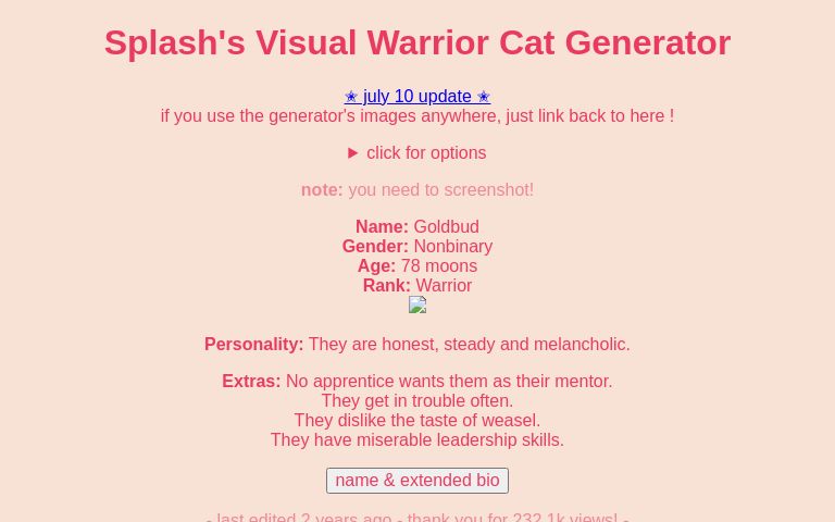 Warrior Cats Name Generator (Funny)