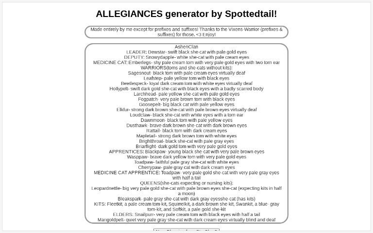 ALLEGIANCES generator by Spottedtail
