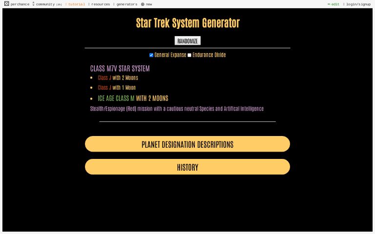 Star Trek System Generator Perchance