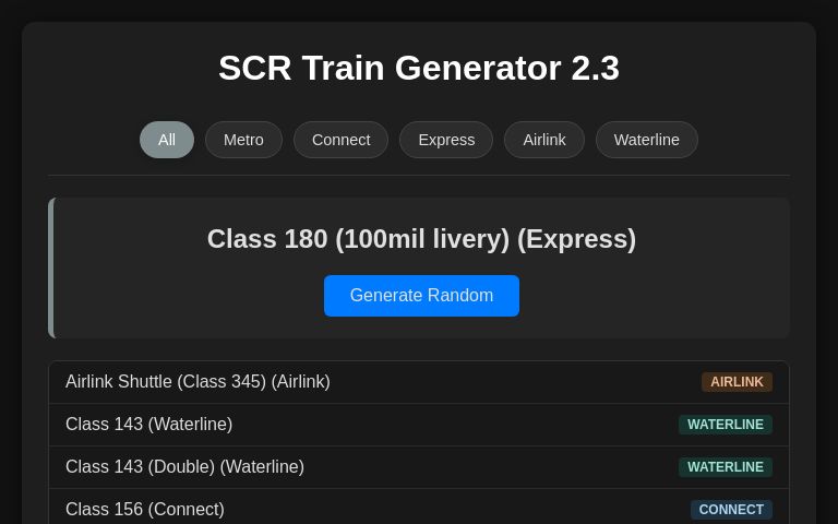 SCR Train Generator 2.3