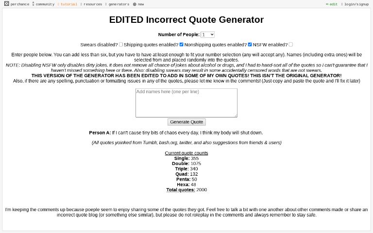 EDITED Incorrect Quote Generator