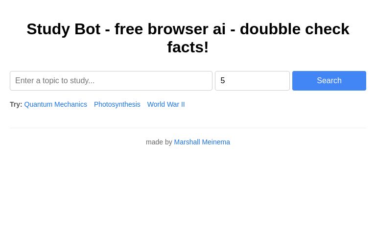 Study Bot - free browser ai - doubble check facts! ― Perchance Generator