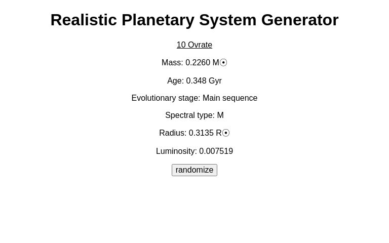 Realistic Planetary System Generator