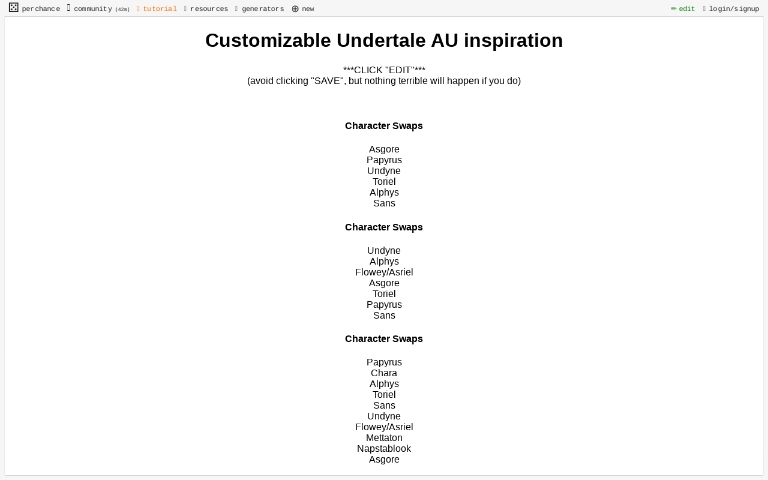 Customizable Undertale AU inspiration ― Perchance Generator