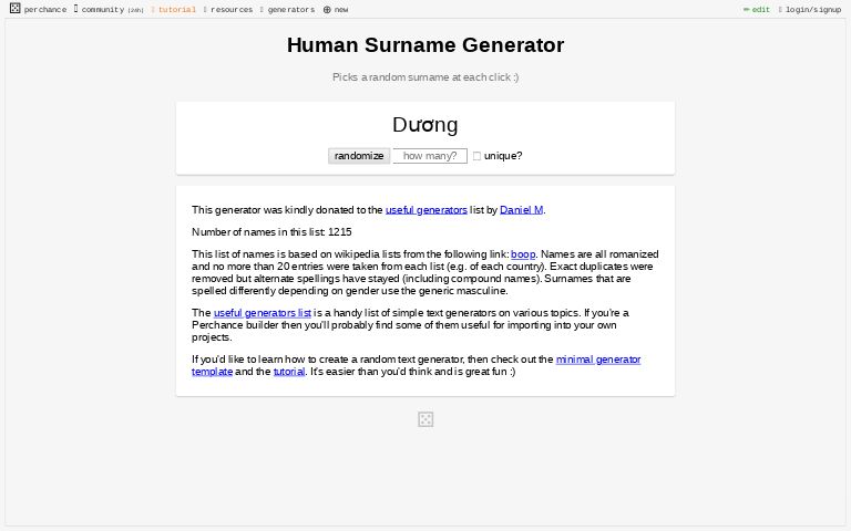 Human Surname Generator