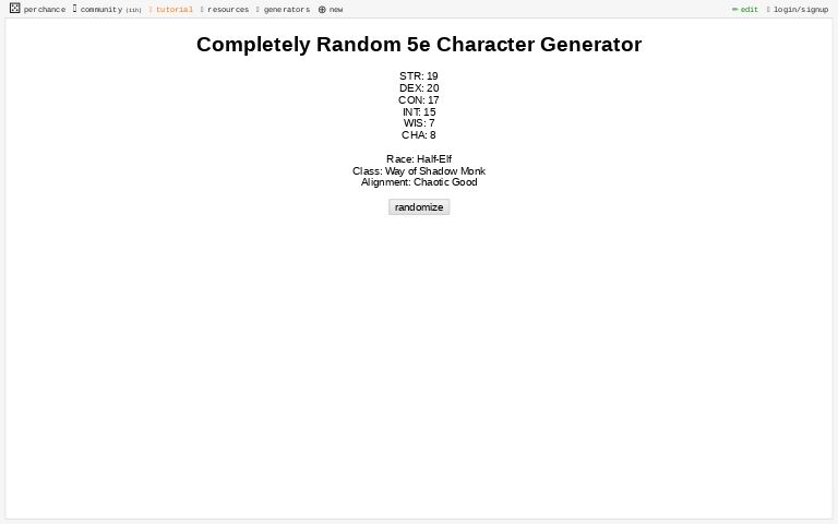 Completely Random 5e Character Generator