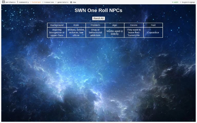 Swn One Roll Npcs Perchance Generator