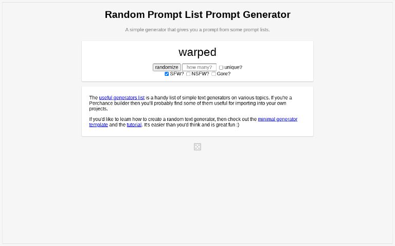 Random Prompt List Prompt Generator