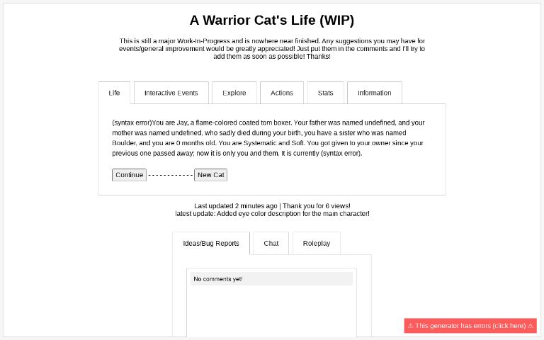 I made a warrior cat generator! Comment what you get! : r/thedawnpatrol