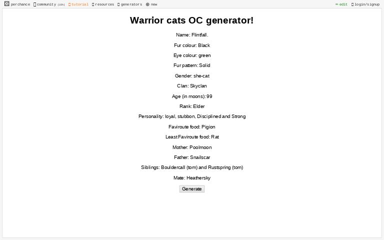 Warrior cats OC generator! ― Perchance