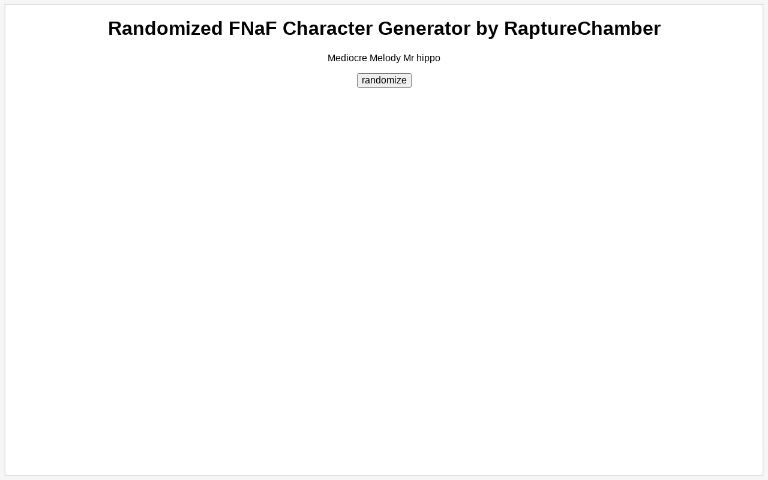 Randomized FNaF Character Generator by RaptureChamber